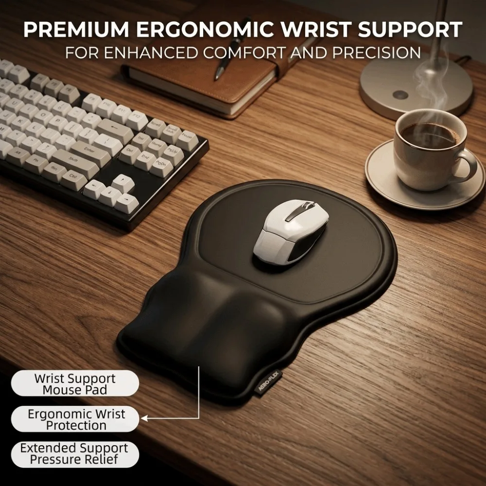 Ergonomic Keyboard Wrist Rest Soft Comfortable Wrist Rest Mouse Pad Breathable Extended Keyboard Hand Cushion Laptop Use