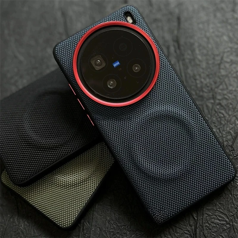 Funda de tela tejida de alta calidad para VIVO X300 Ultra X200 Pro Mini X200s, cubierta protectora a prueba de golpes con lente de aleación MagSafe