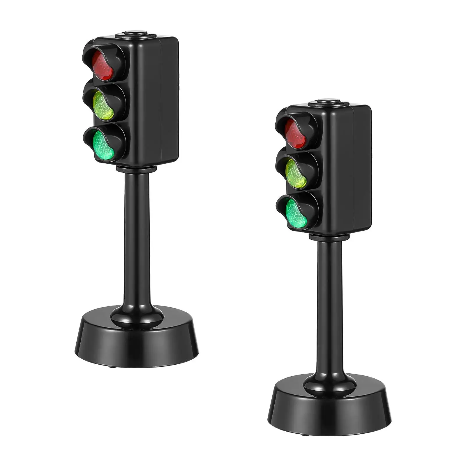 

2 Pack Traffic Light Toy Red Green Yellow Lights Kids Road Sign Signal Lamps Plastic Stable Base Non Remote Model Play