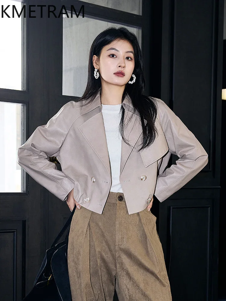 Real Sheepskin Leather Jacket Women Spring Autumn Vintage Short Jackets 2024 New in Outerwears Womans Clothing дубленка женская