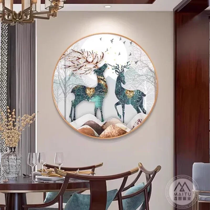 #Room Decoration Poster Decor Wall Art Posters Paintings Animal Round Deer Porch Decorative Painting Calligraphy Arts Home Decor
