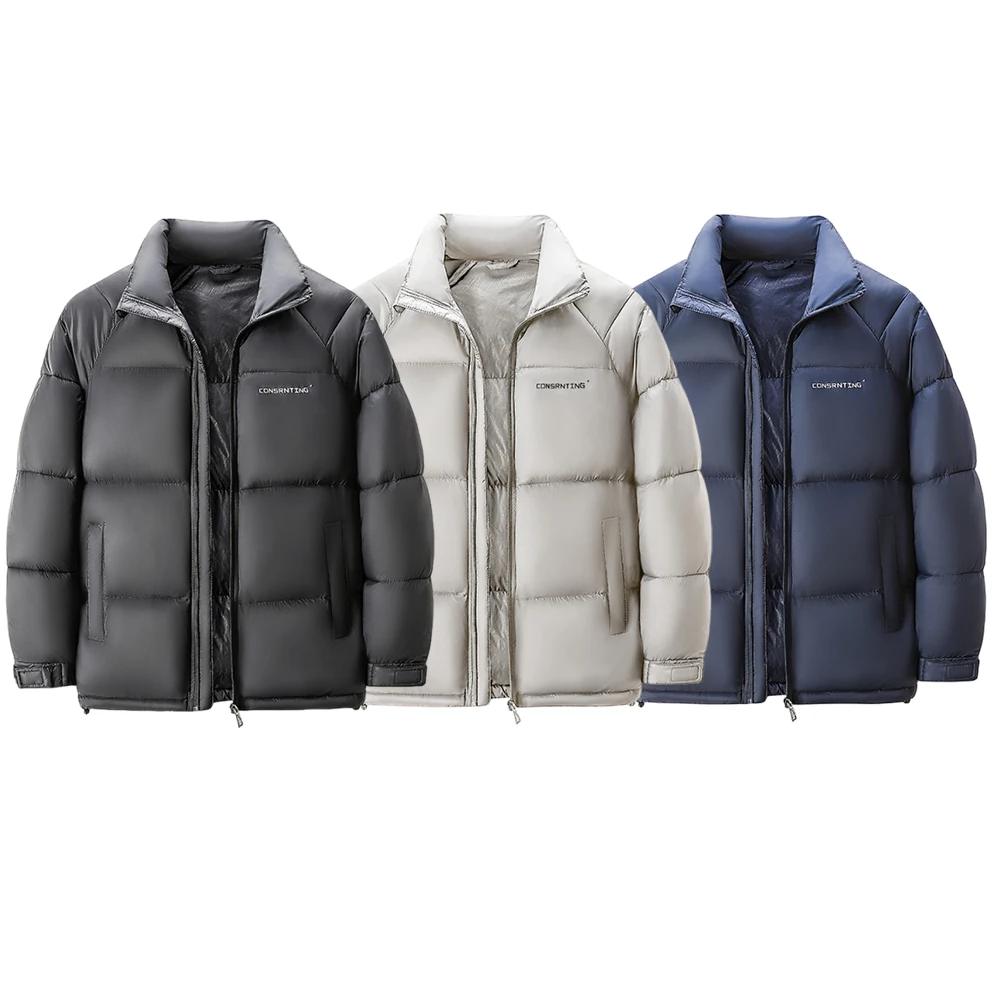 

В 2025 году, мужская хлопковая куртка с высоким воротником, классическая теплая и морозостойкая куртка, мужское зимнее деловое повседневное спортивное кожаное пальто.