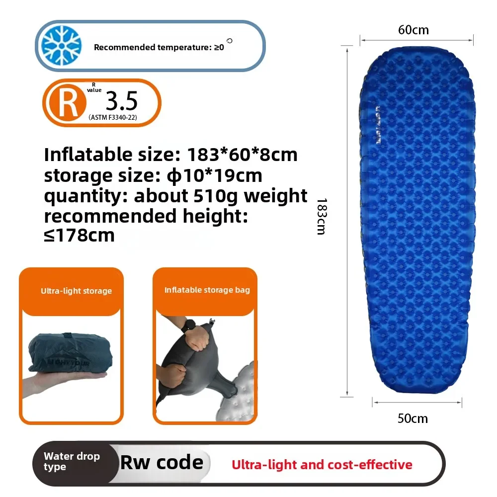 Light Tour R7.5/R3.0 Camping Opblaasbaar Matras Outdoor Draagbare Slaapmatje Ultralight Wandelmat met Opblazen Airbag