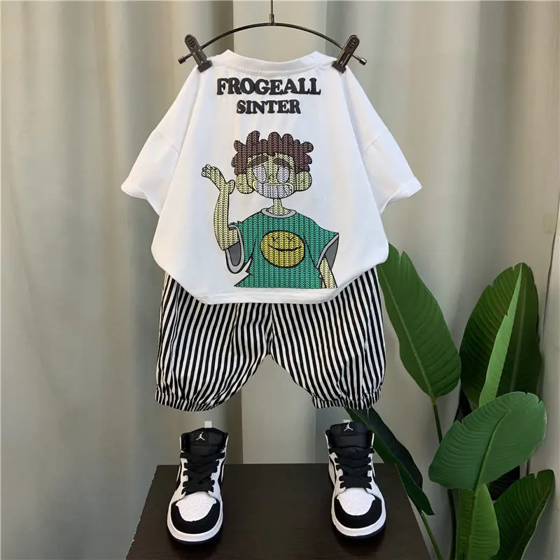 

Boys' Suit Summer 2022 New Handsome Children Fashion Baby Trendy Short Sleeve Two-Piece Suit