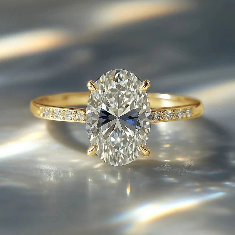 Huitan Schlichte Luxus-Ringe mit Ovalen Zirkonia-Steinen für Damen, Hochzeit, Verlobung, Accessoire, Ewigkeit, Eleganz, Klassischer Schmuck