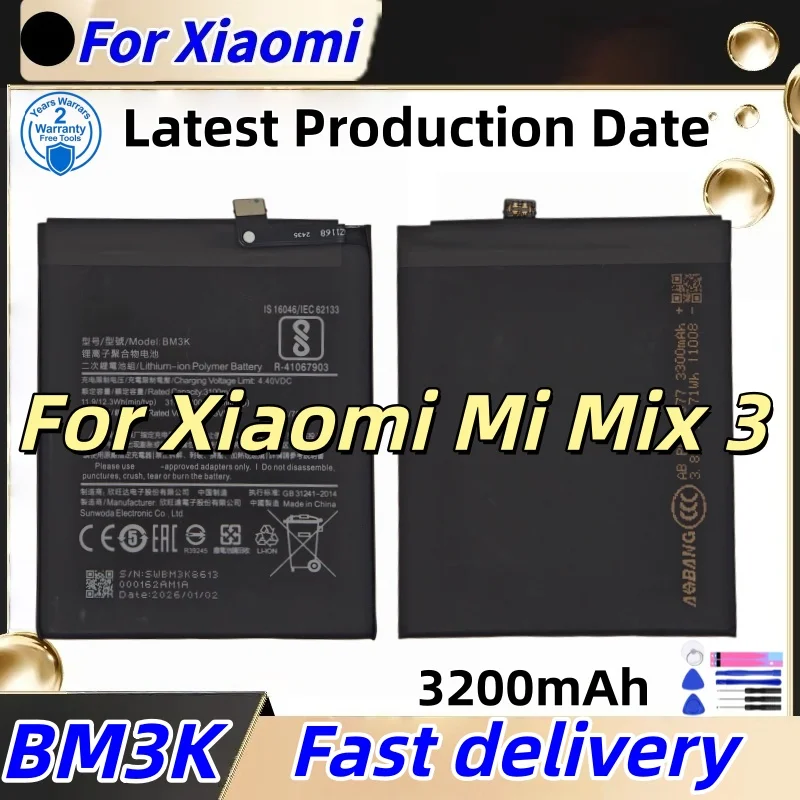 100% новая высококачественная литиевая батарея BM3K 4300 мАч для Xiaomi Mi Mix 3 Mix3. Замена батареи телефона. Быстрая доставка + инструменты.