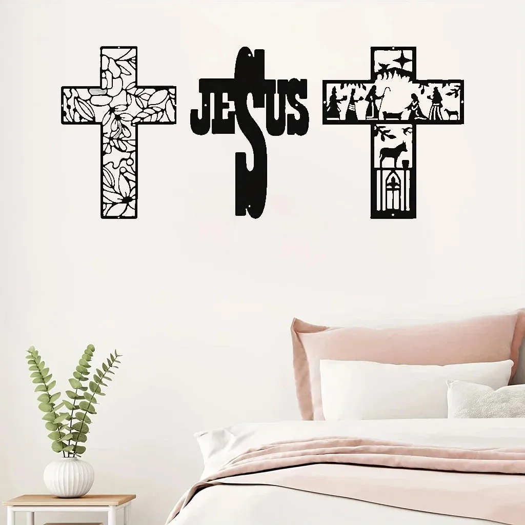 

1pc Crafts Cross Christian Home Decal Sticker, Premium Interior, Vinyl Decal For Laptop Phone Accessories, Helmet Car Window