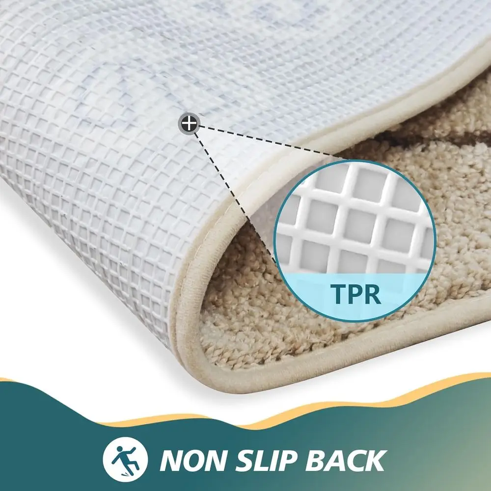 Ocean-Inspired Soft Absorbent Bath Mat with Non-Slip Backing, Blue Sea & Starfish Pattern, 28x59 Inches