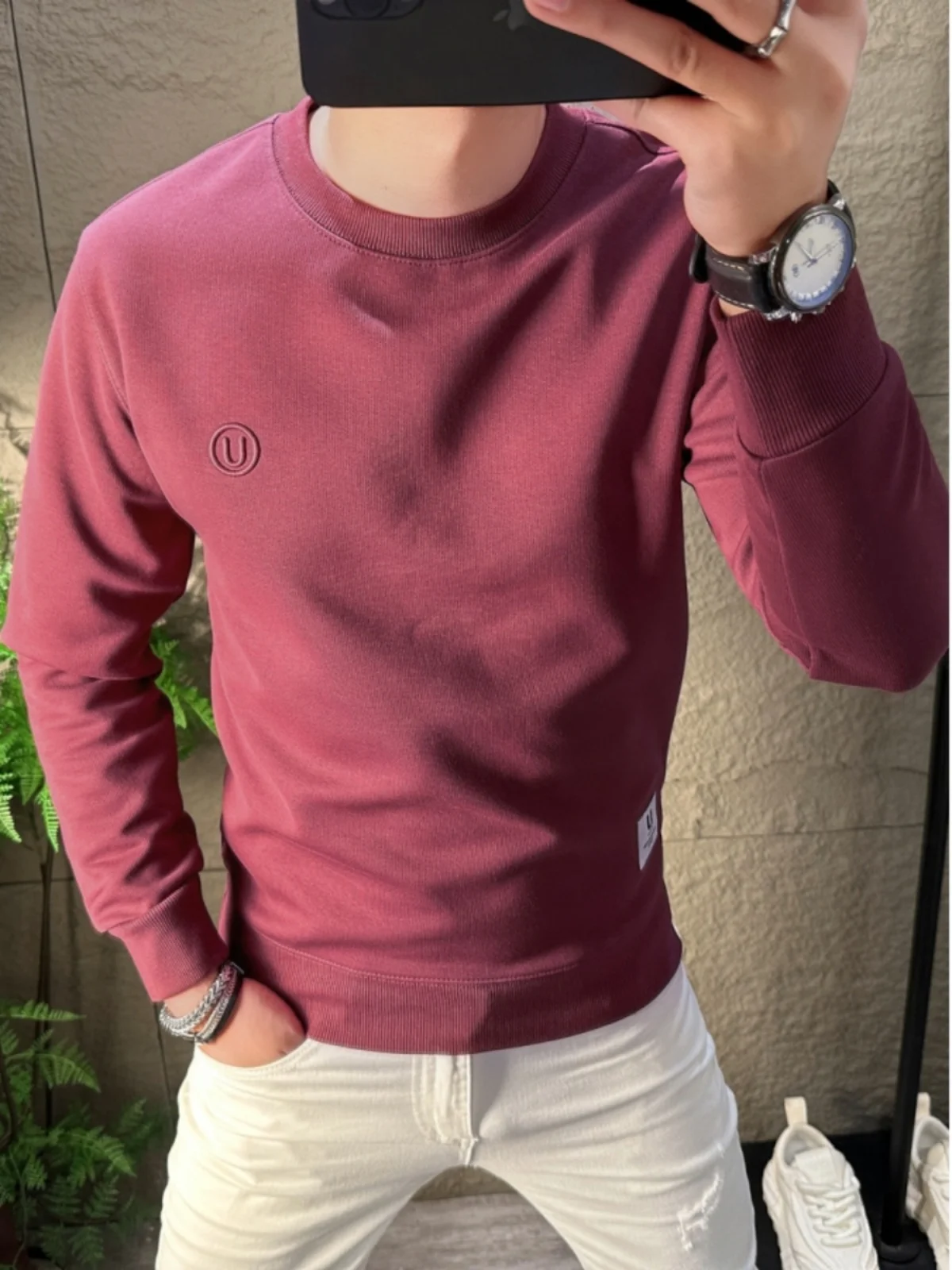 

Men's Slim Fit round Ne Sweatirt Embroidered Letter Casual Comfortable Cotton Polyester Autumn Winter Faion Top