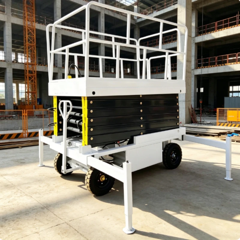 Customized 4-12m Hydraulic Semi Electric Mobile Scissor Lift Machine with Telescopic Outrigger for Sale