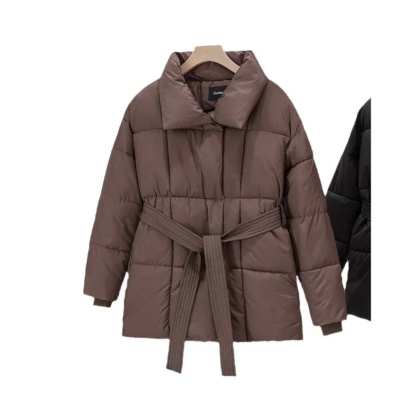 Down Cotton-padded Jacket Long 2024 Winter New European and American Style Design Student Cotton-padded Jacket