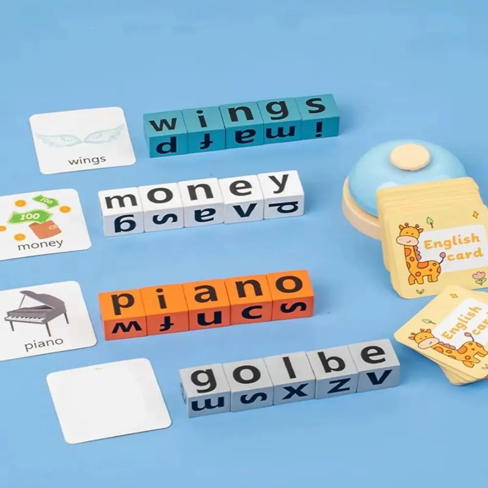 

Flash Cards Alphabet Spelling Game Word Spelling Game Wooden English Words Card Building Blocks Matching Game Letter Learning