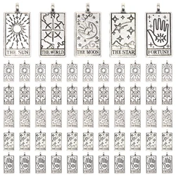 10pcs Silver Plated Tarot Card Charms Alloy Metal Witchcraft Amulet Pendants For DIY Bracelet Necklace Jewelry Making Crafts