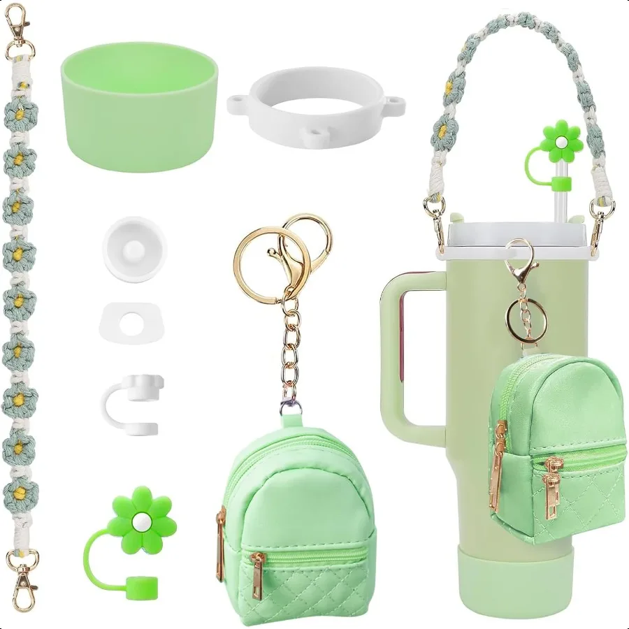 

7 PCS Cup Accories Set Including Water Bottle Handle Strap Silicone BootCoin Purse Silicone Cup Boot Silicone Straw Cover for