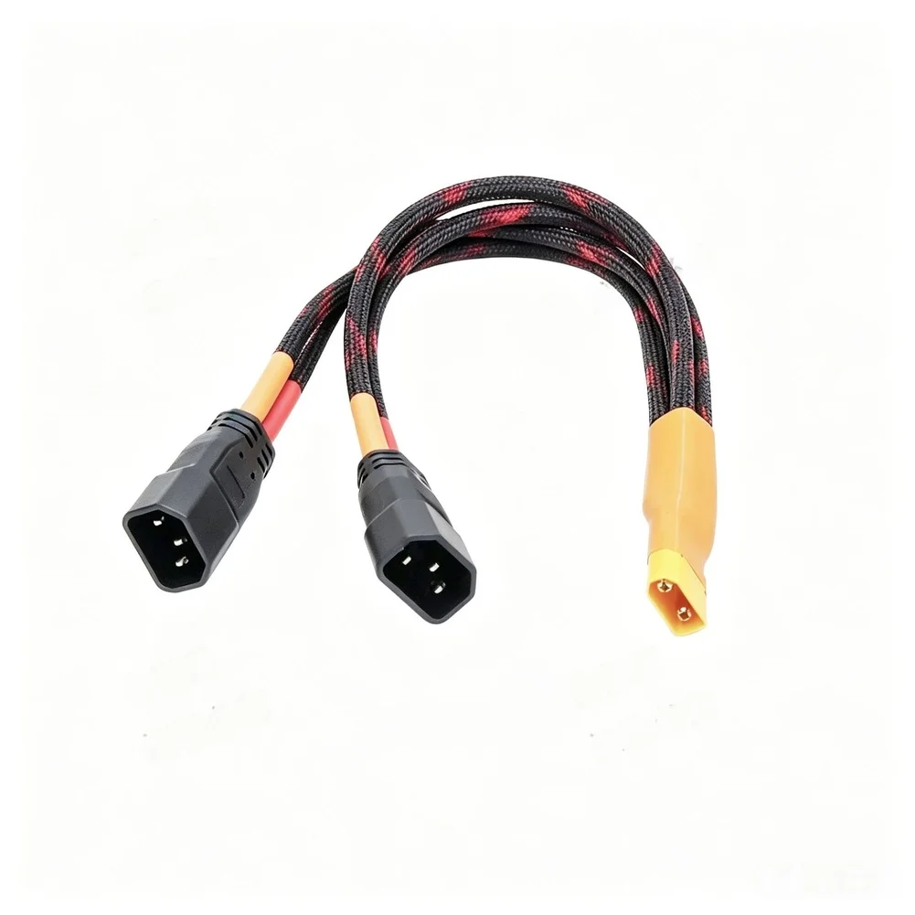 Flexible Silicone For Male Female To Dual Straight Pin Socket Power Cable 2-Wheel One To Two Split Flow Line Y Splitter