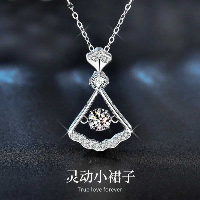 

Динамичное колье из серебра 925 пробы в форме веера, женский кулон с мозамбикским бриллиантом, романтический подарок на День святого Валентина