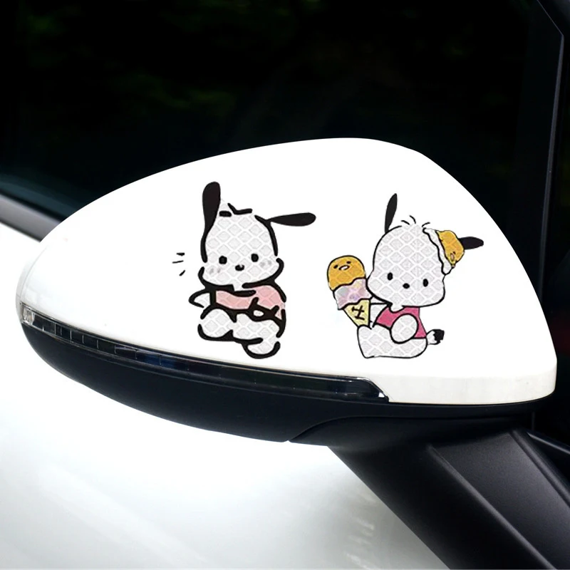 Sanrio Hello Kitty Reflective Car Sticker Rearview Mirror Sticker Car Body Decorative Sticker Motorcycle Vehicles Automobiles