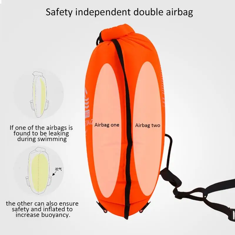 Swimming Buoy Dry Drift Bag With Adjustable Waist Belt Ultralight Bubble Tow Float Dry Bag For Open Water Swimming Kayaking