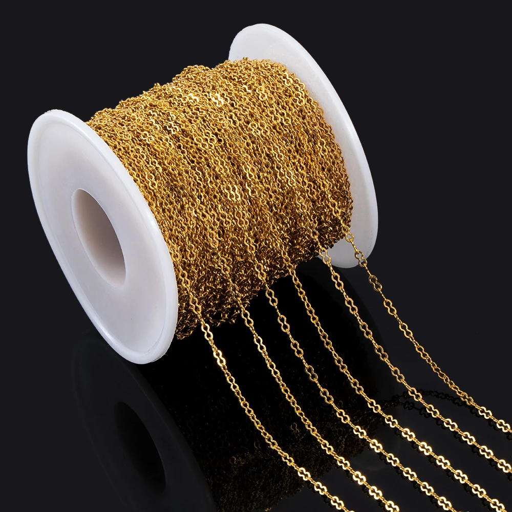 1Meter Stainless Steel Double Loop Link Chain Round 8 Shape 2mm Necklace Chain DIY Handmade Bracelet Material Jewelry Findings