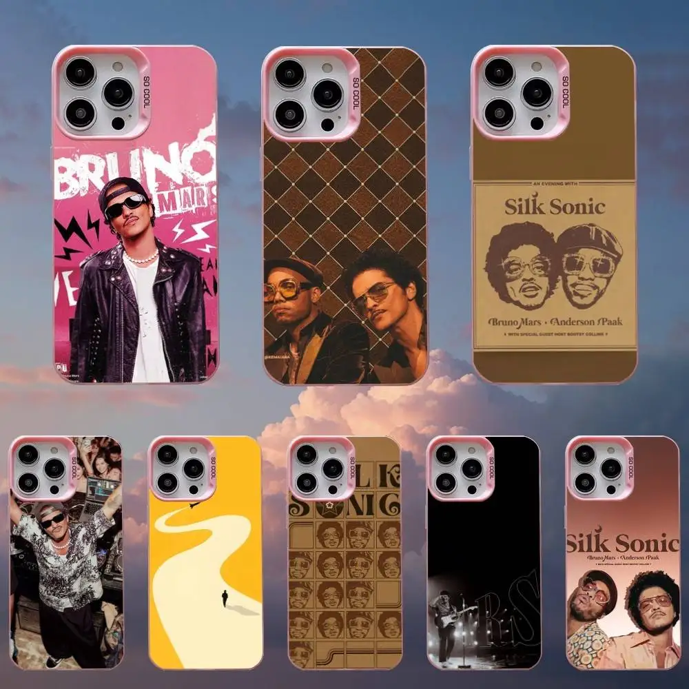 

B-Bruno M-Mars Martian Phone Case For iPhone 16,15,14,13,12,11,Mini,Pro,SE,MAX Pink Matte Silicone Cover