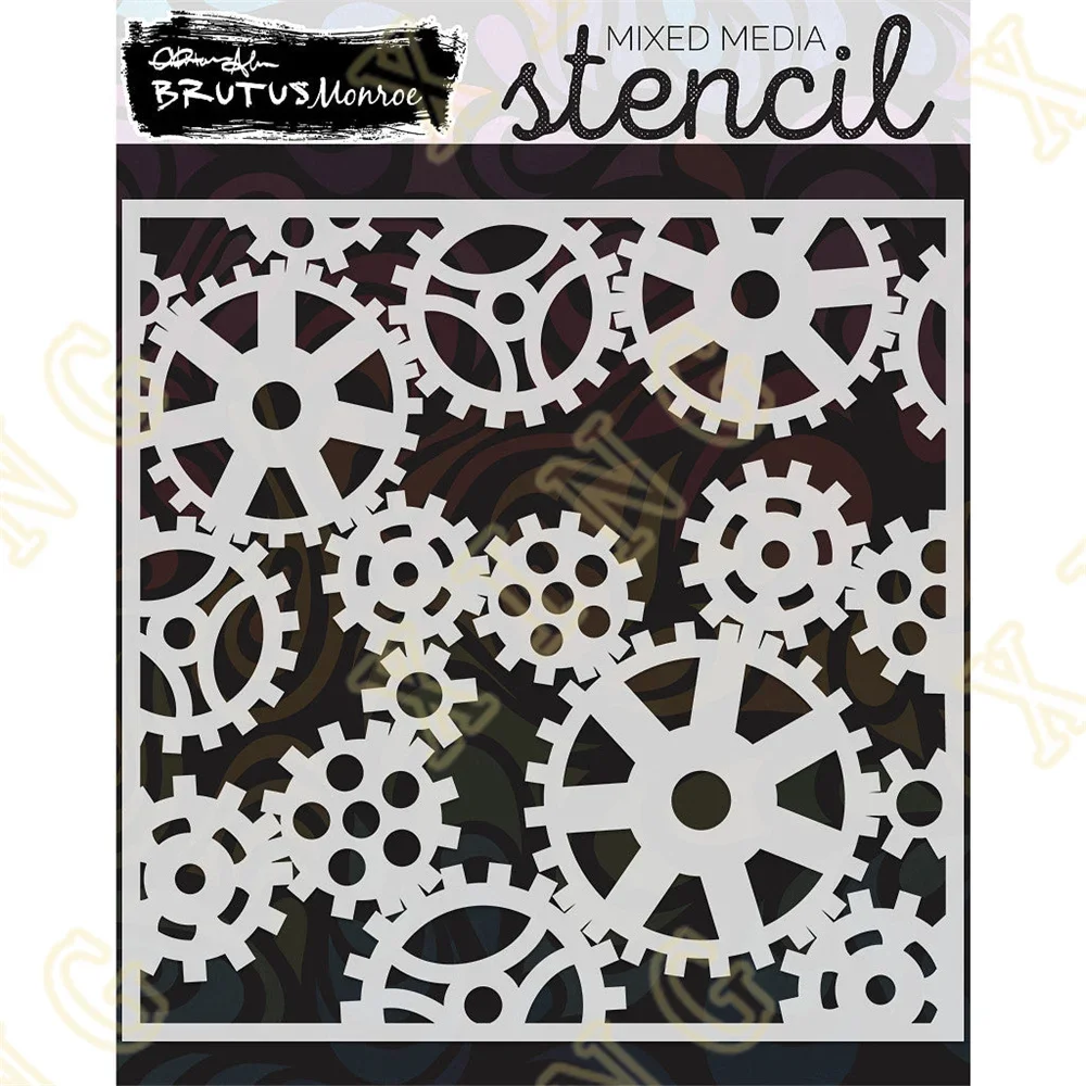 New Arrival Gears Galore Splatter Slimline Layering Stencils Painting Scrapbook Coloring Embossing Album Decorative Template