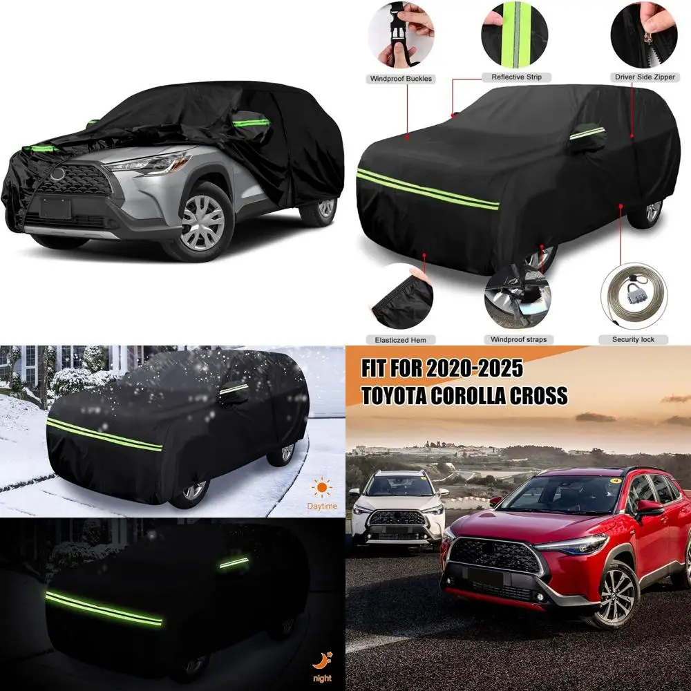 

Всепогодный защитный автомобильный чехол для Corolla Cross 2020-2025, 6-слойный водонепроницаемый чехол с дверцей на молнии и ветрозащитным барьером