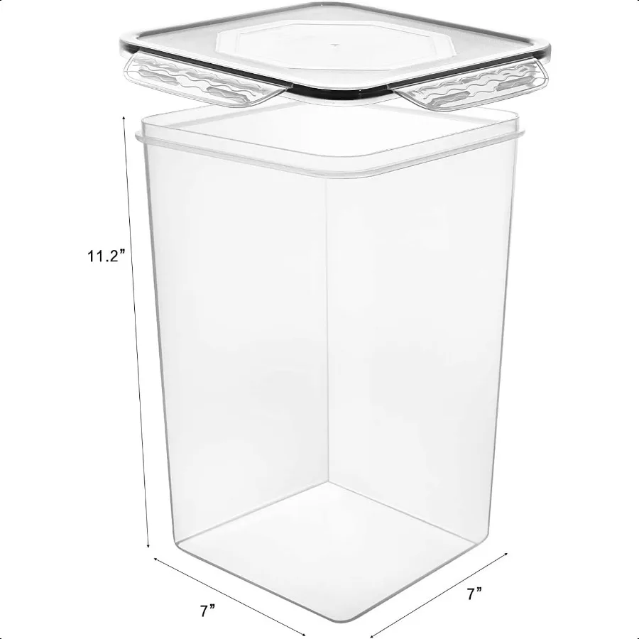 M mcirco recipientes de armazenamento de alimentos extra grandes, 7qt, 6,5l, 220oz de altura, largura profunda, 4 peças, plástico hermético, cozinha, despensa, armazenamento