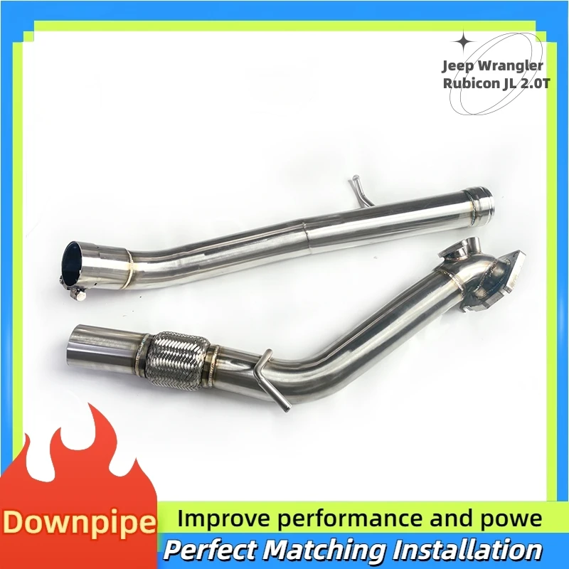 For Jeep Wrangler Rubicon JL 2.0T Exhaust System Stainless Performance Downpipe With Heat shield and  converter Heade