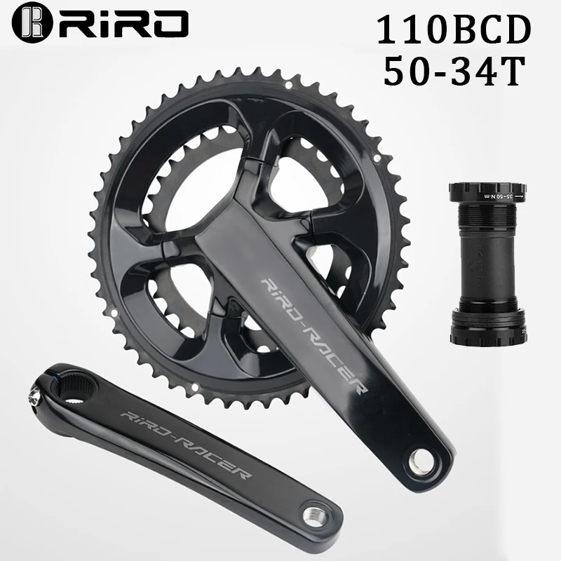 RIRO Road Folding Bike Integrated Crankset 10/11/12S Ultralight 110BCD 50/34T Bicycle Double Sprocket 170mm Crank Arm Bike Parts