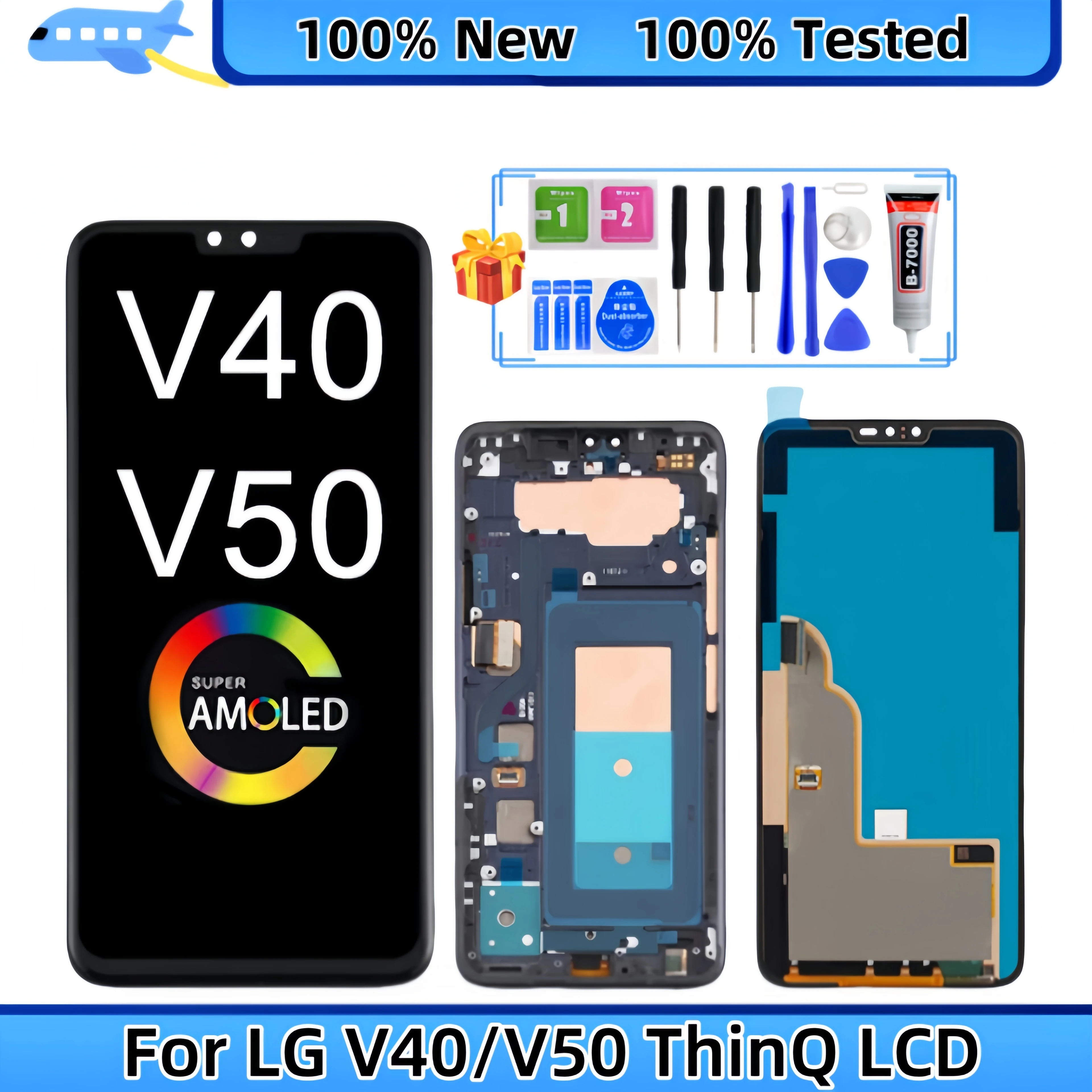 LCD touch screen digitizer assembly replacement for LG ThinQ V40, V50, V405, lm-v405, lm-v409n