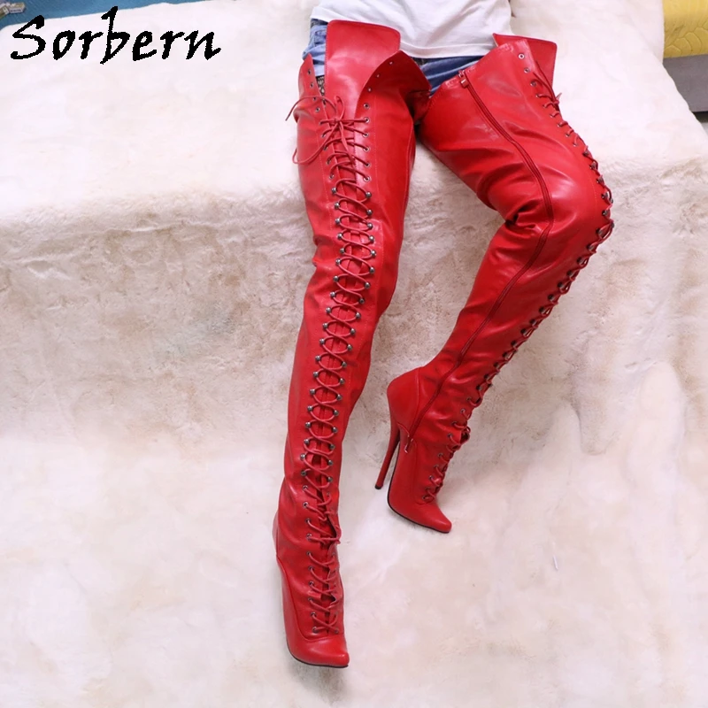 Sorbern 80Cm Crotch Thigh Boots Unisex Ballet High Heel Stilettos Long Boot Women Fetish Crossdresser Custom Shaft Length