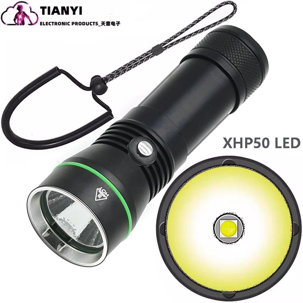 

Diving P50 LED waterproof photography fill light Marine and land use strong light flashlight Aluminum alloy 26650 charging