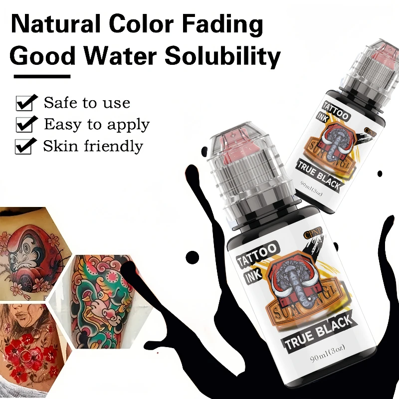 

SUANGL 90mlTriple Black and White Tattoo Ink Suitable for Body Painting Art Specially Designed Tattoo Supplies for Tattoo Artist