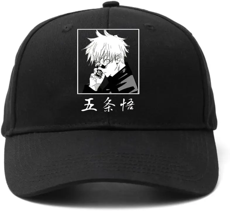 Jujutsu Kaisen Baseball Cap Cotton Anime Printed Black Snapback Hat