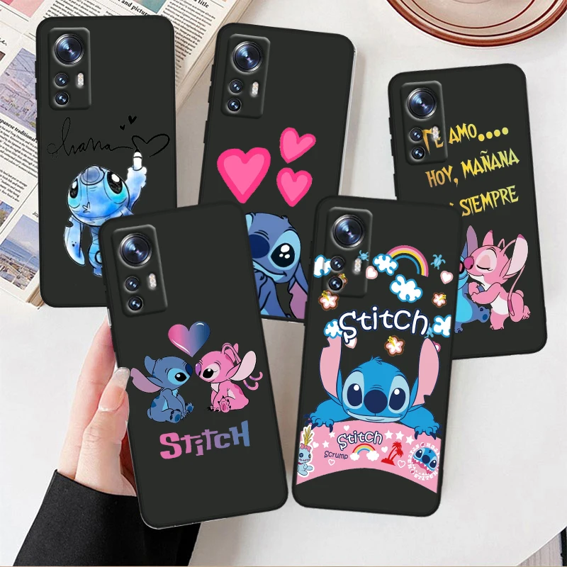 Stitch Love Cute For Xiaomi Mi Note 10T 10S 10 9T 9 SE 8 CC9E A3 5G Lite Pro Soft Silicone Black Phone Case