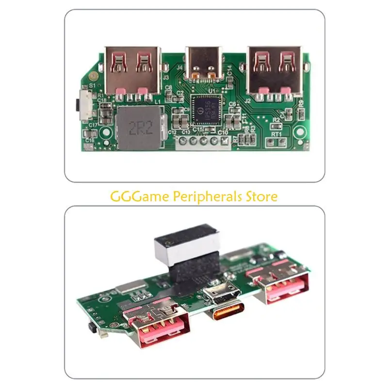 U55B Single-Cell DIY Charging Board 2 Pack, IP5356 5V 3A Board with Three-Port Design, 2 USB Output and Percentage Screen for