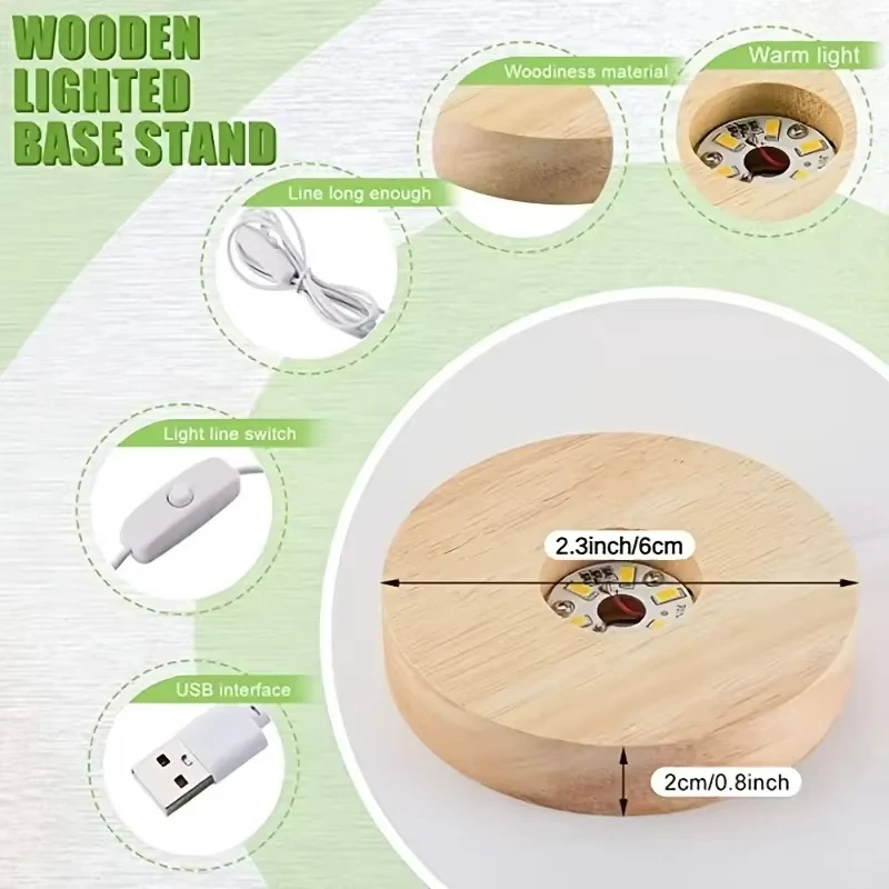 

Ночник из цельного дерева, деревянные поделки, светящаяся основа, светодиодный ночник, хрустальный шар, держатель лампы для атмосферы, сделай сам, декоративная основа для поделок