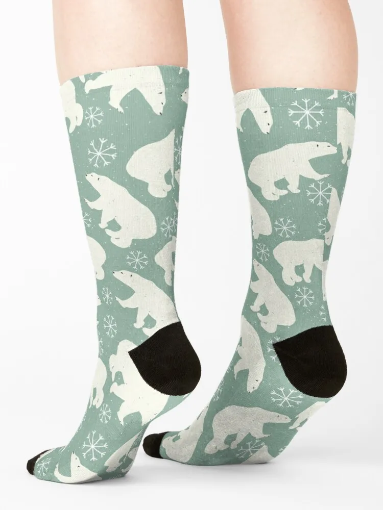 Winter - Adorable Polar Bears and Snowflakes Pattern Socks Wholesale happy funny sock Socks Male Women's