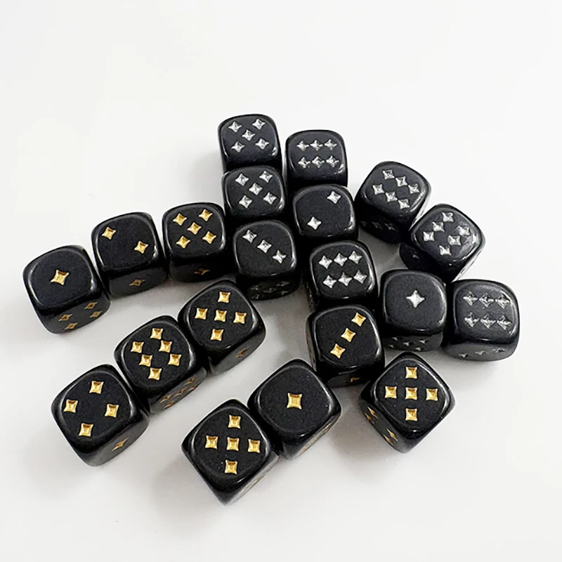 10 Pcs/set Gold/ Silver Colour Point Dice  Game Accessories 11.3mm
