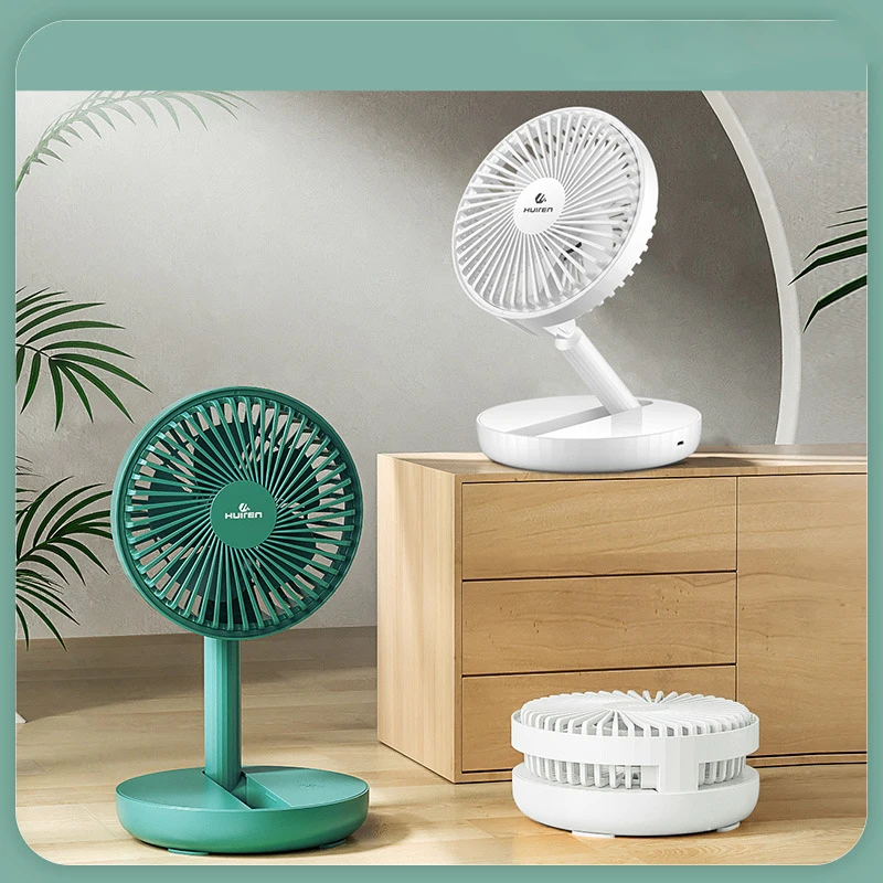 Small Fan Super Quiet Office Desktop Fan Summer Rechargeable Fan Portable Large Wind Power USB Rechargeable Folding Fan