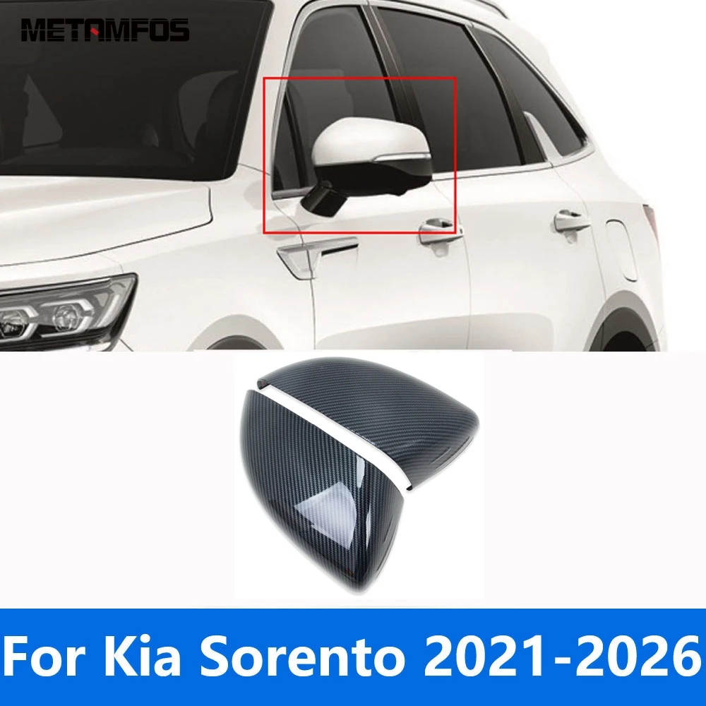 

For Kia Sorento MQ4 2021-2024 2025 2026 Carbon Fiber Rearview Side View Mirror Cover Trim Protection Cap Accessories Car Styling