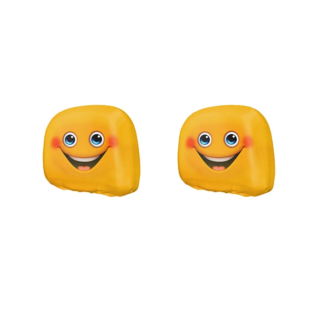 2Pcs Cartoon Car Headrest Covers Exaggerated Soft Comfortable Car Pillowcase Stain-Proof Oil-Proof Cool Decorations
