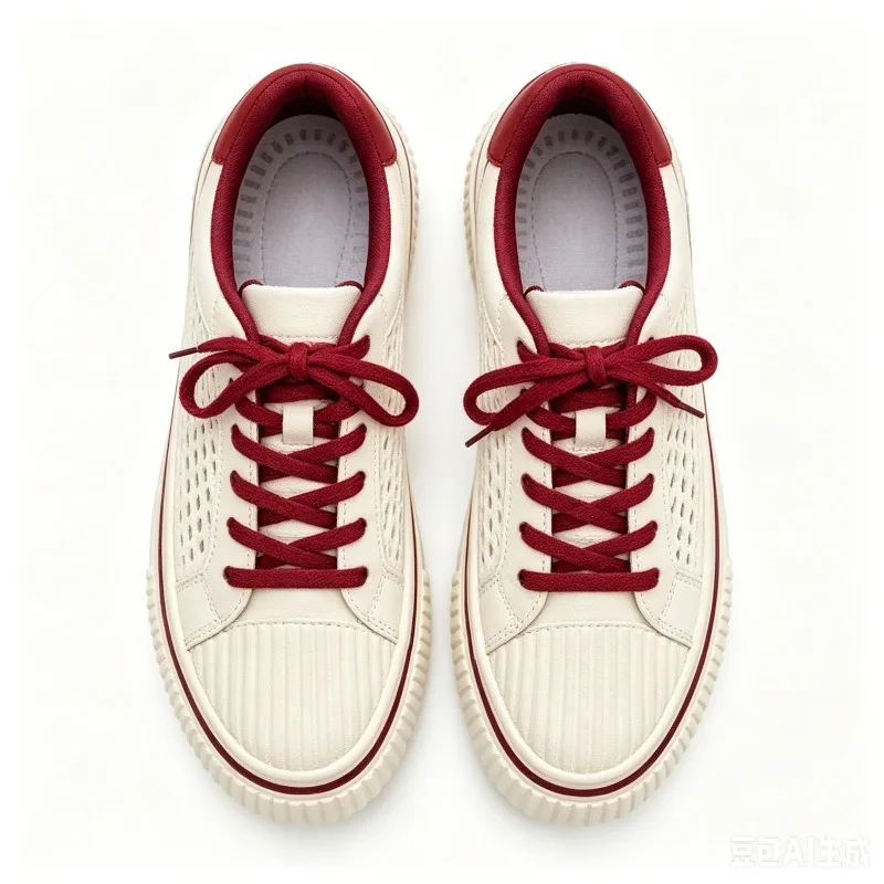 

2026 Vintage White Red Mesh Men's Platform Sneakers Breathable Non-slip Biscuit Shoes Comfortable Casual Flats for Teenagers