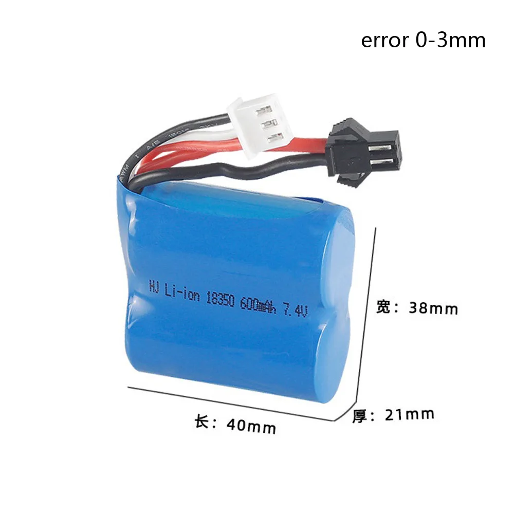 2PCS/lot 7.4V 600mAh Li-ion battery 18350 for H100 H102 S2 High speed RC boat 18350 SM Plug free shipping