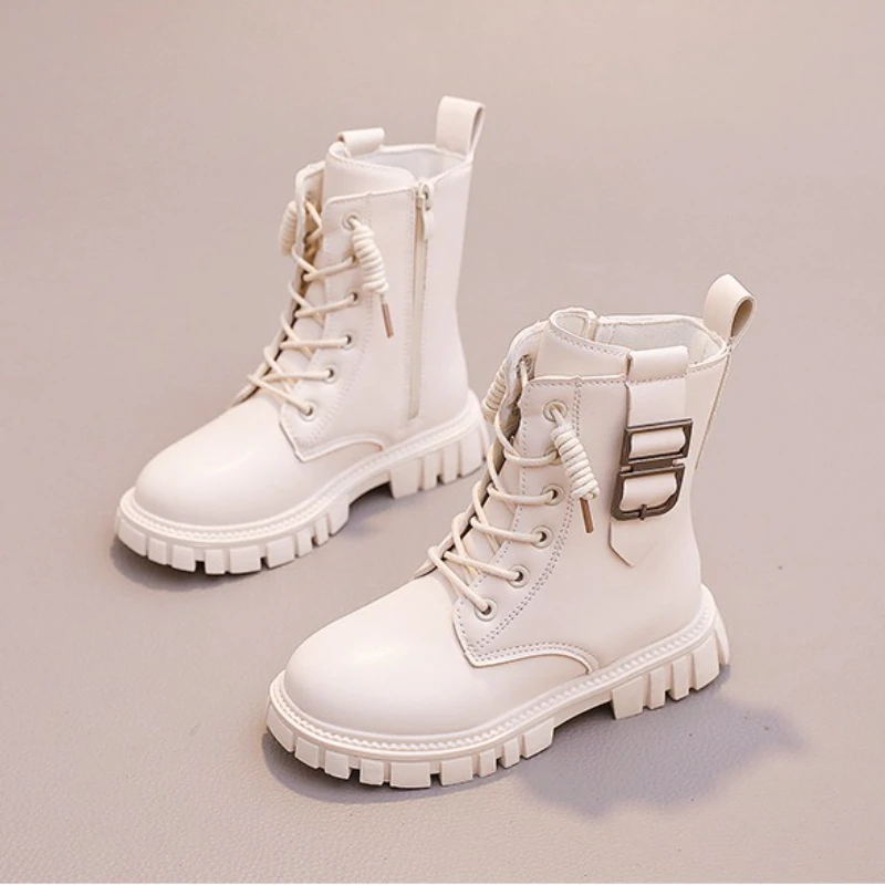 Boys Girls Ankle Boots Thick Soft Sole 2025 New Kids Motorcycle Boots with Double Zipper Children Warm Boots Round Toe Fashion