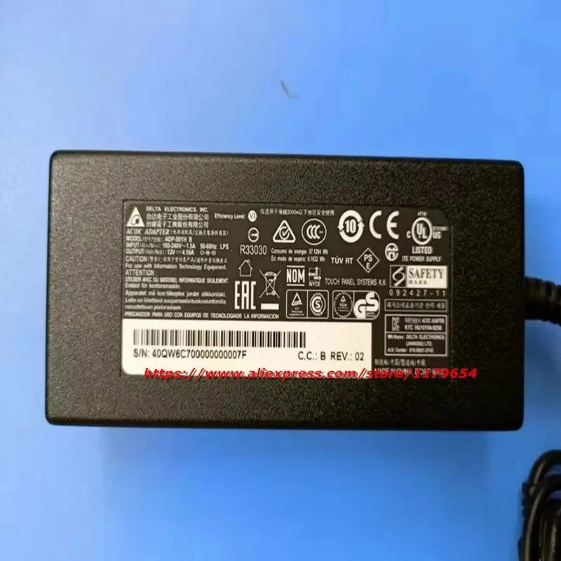 

ADP-50YH B OEM Original Delta 50W 12V 4.16A AC Adapter For ELO 1590L 1598L 1593L E637593 E593661 2402L 24" Touchscreen Monitor