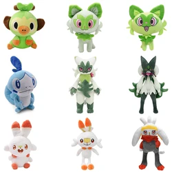 Scorbunny Grookey Sobble Pokemon Peluche bambola sprrigato Quaxly Fuecoco Floragato Meowscarada Anime Peluche ripiene giocattolo regali