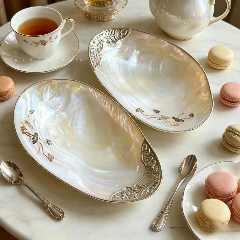 For Deep Sea Natural Shell Snail Decorative Plate Desktop Storage Light Luxury High End Ornament Home Creative Jewelry Tray