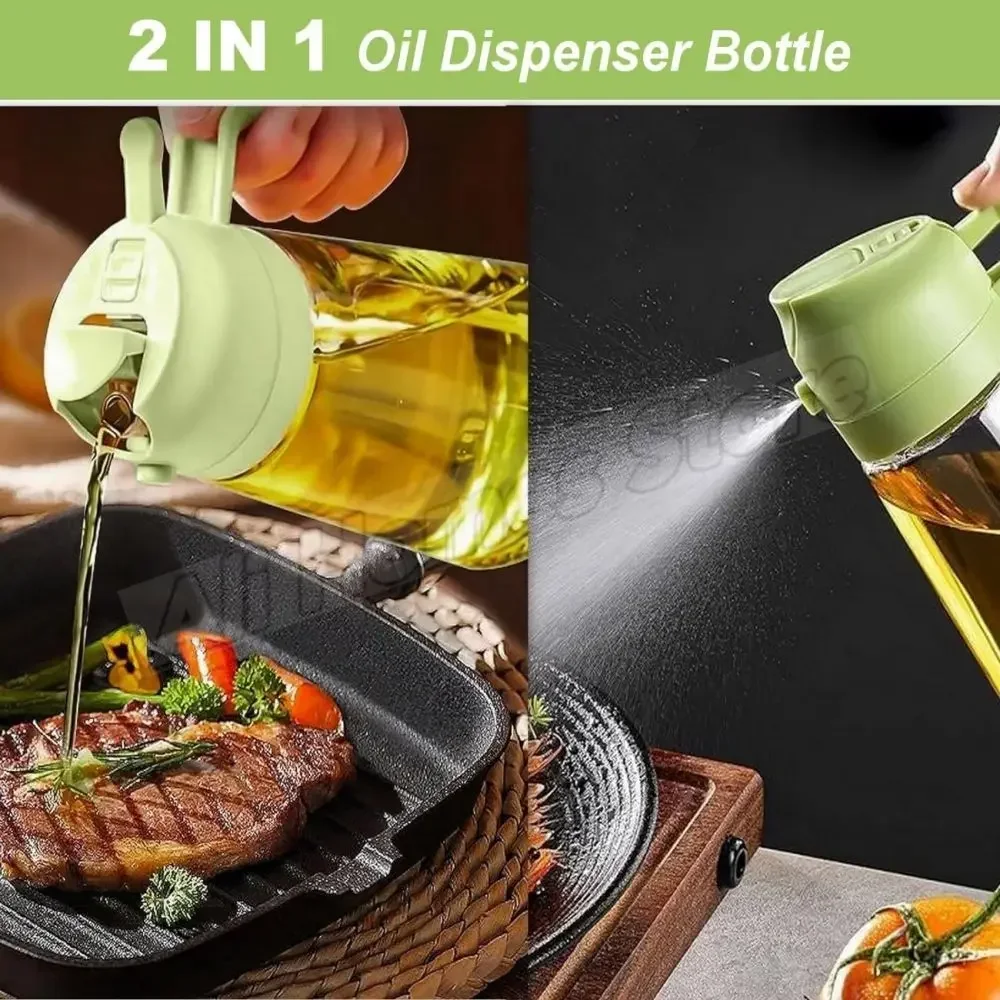 2in1 500ml Plastic Spray Oil Sprayer Bottle Spray Oil Dispenser Oil Jar Cruet BBQ Kitchen Baking Roasting Picnic Kitchen Tool