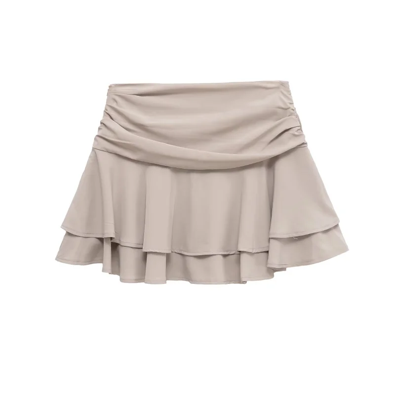ETJ 2025 Damen Sommer Neu Sexy Mode Hot Girl Style Flauschige Stufenverzierung Mittelhoch Sitzender Kurzer Rock-Hosenrock – Detail 26